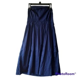 𝅺MAEVE Anthropologie Navy Blue Flowy Fit Flare Strapless Mini Dress Size 6